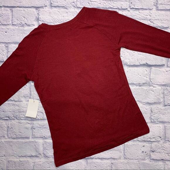 7 For All Mankind Raglan Sleeve Henley T-Shirt - Picture 5 of 7